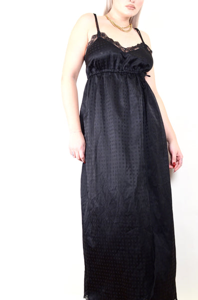 Givenchy Black Satin Vintage Maxi Nighty Dress
