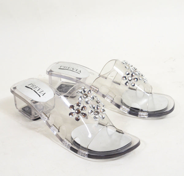 90s Clear Daisy Flower Cut Out Mules