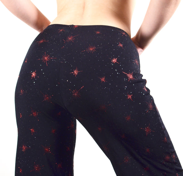 Black Sparkly Star 90s Dance Pants