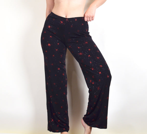 Black Sparkly Star 90s Dance Pants