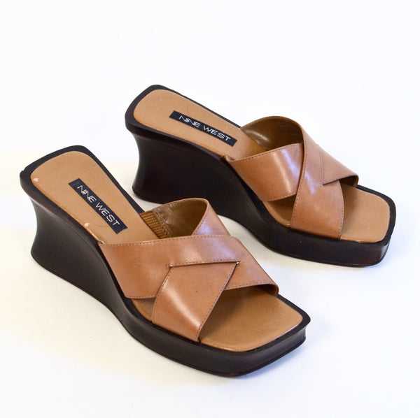 Light Brown Leather Y2K Platform Sandals