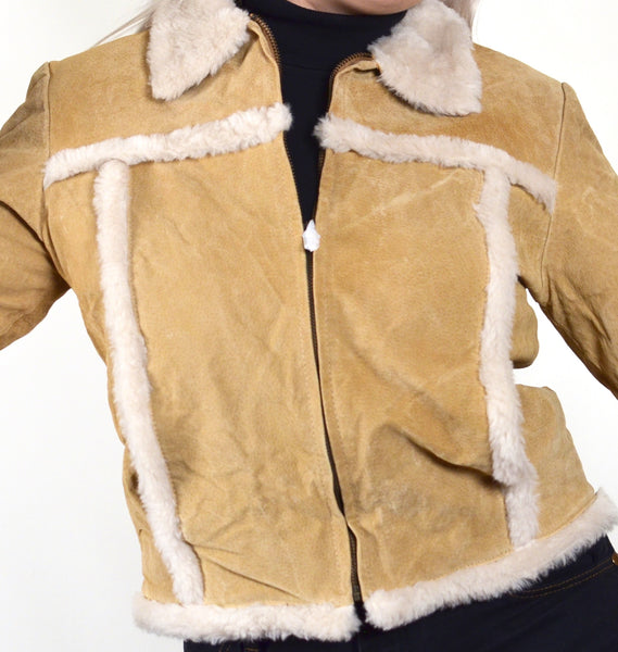 Vintage Beige Suede Leather Beverly Jacket