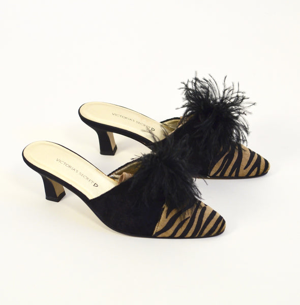 Vintage Victoria's Secret Fluffy Kitten Heel Mules