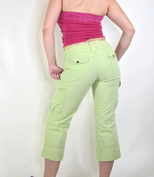 Y2K Celery Green DKNY Jeans Cargo Capris