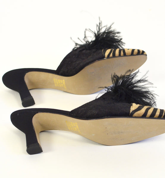 Vintage Victoria's Secret Fluffy Kitten Heel Mules