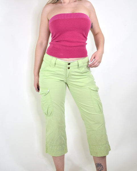 Y2K Celery Green DKNY Jeans Cargo Capris