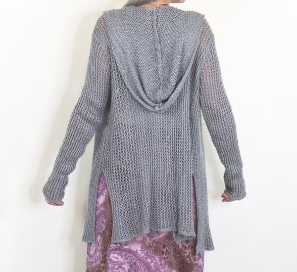 Gray Witchy Hooded Sweater