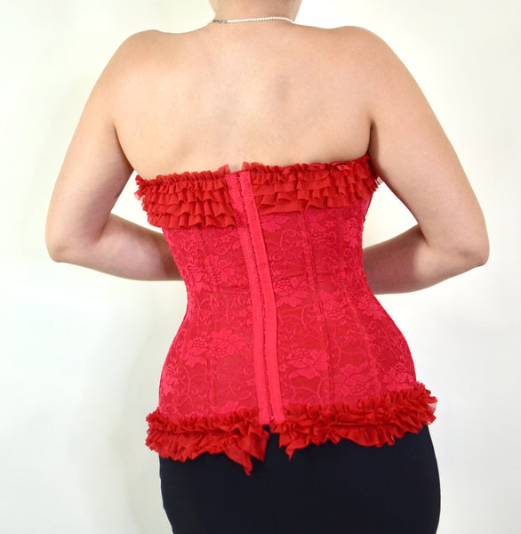 Red Frilly 1800s Style Vintage Bustier