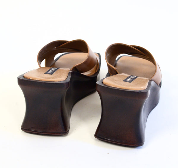 Light Brown Leather Y2K Platform Sandals