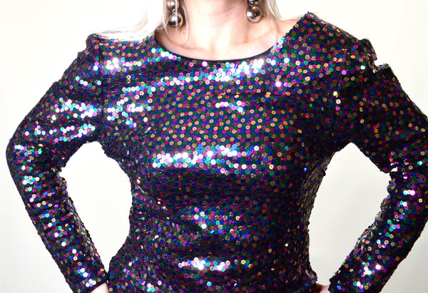 1980s Vintage Style Sequin Party Top