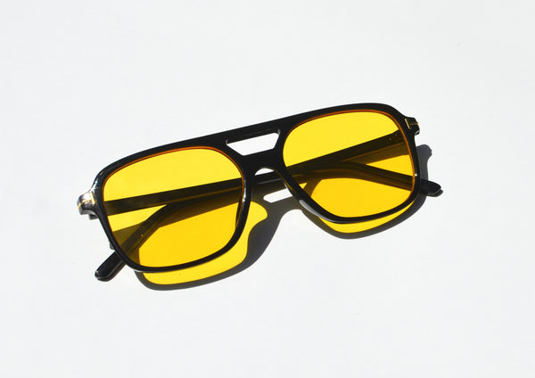 70s Style Yellow Square Sunglasses