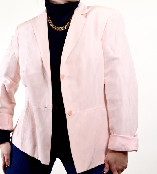 Oscar de la Renta Baby Pink Silk Vintage Blazer