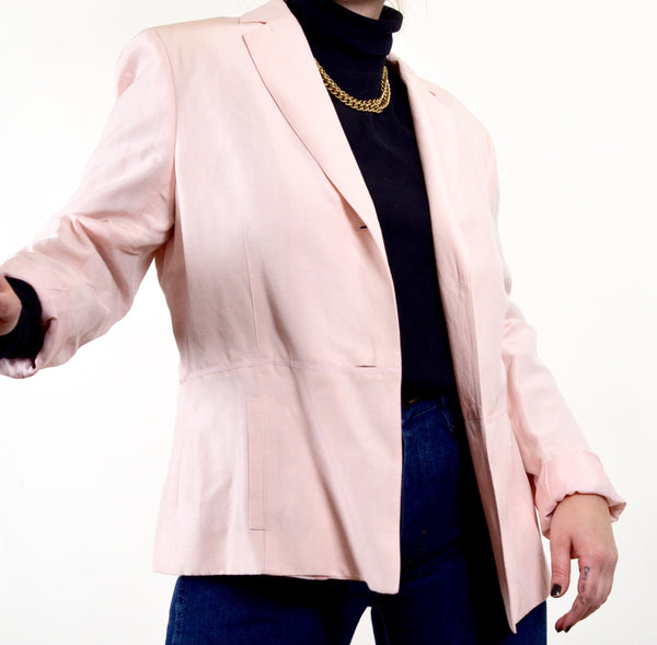 Oscar de la Renta Baby Pink Silk Vintage Blazer