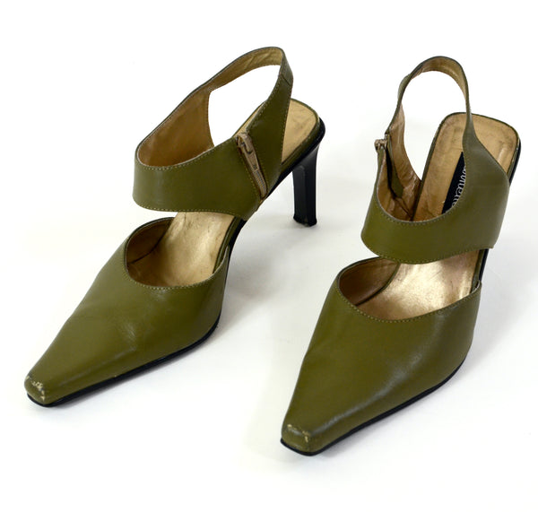 Cut Out 90s Olive Pointed Toe Heels
