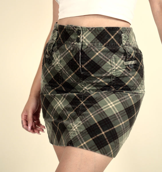 90s Plaid Corduroy Skirt
