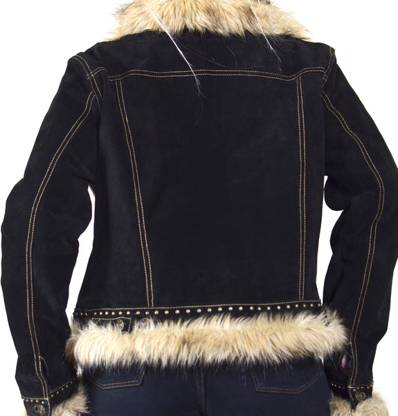 Black Suede Giacca 70s Rockstar Jacket (XL)