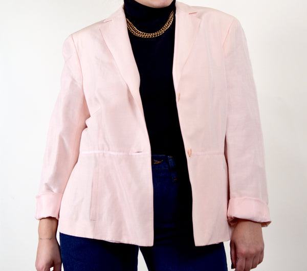 Oscar de la Renta Baby Pink Silk Vintage Blazer
