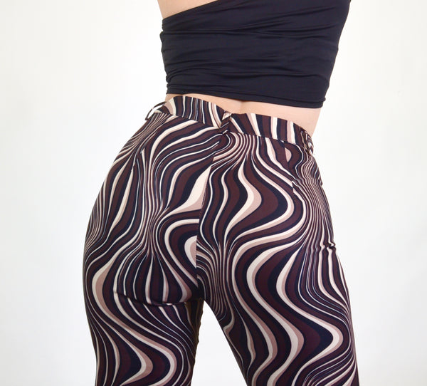 70s Style Groovy Swirl Print Pants