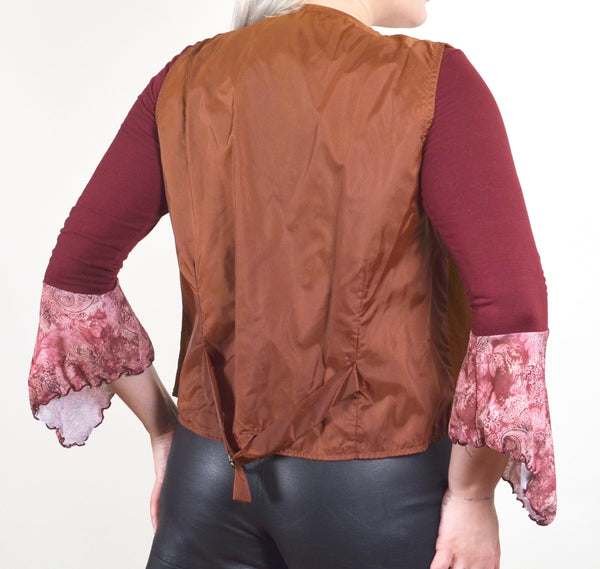 1970s Style Vintage Brown Suede Leather Vest (S)