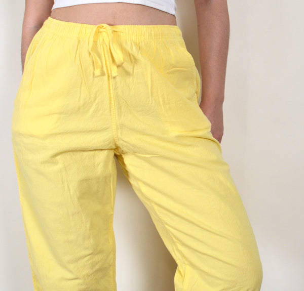 Yellow High Waisted 90s Beachy Vintage Capri Pants