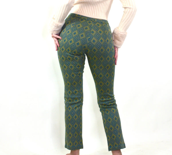 70s Style Diamond Print Mod Style Pants