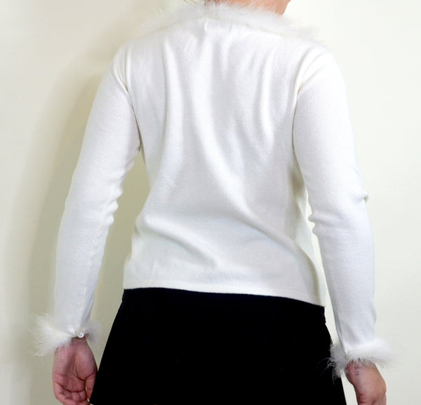 Ostrich Feather Off White Sweater
