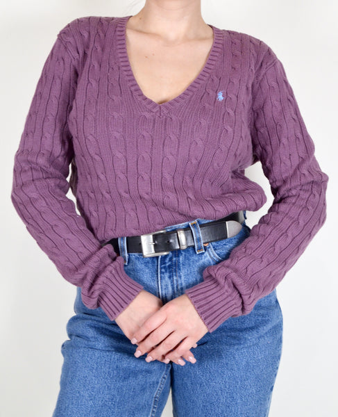 Ralph Lauren Vintage Knit Purple Sweater (XL)
