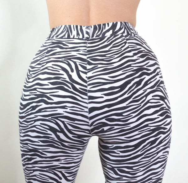 Zebra Print High Waisted 80s Style Skinny Jeans