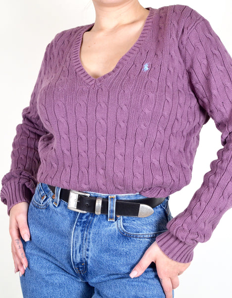 Ralph Lauren Vintage Knit Purple Sweater (XL)