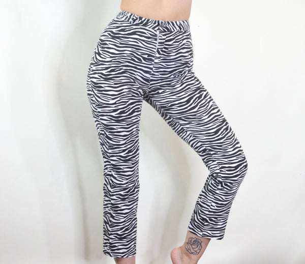 Zebra Print High Waisted 80s Style Skinny Jeans