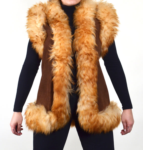 70's Style Suede/Fur Vest (M)