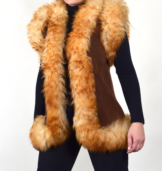 70's Style Suede/Fur Vest (M)