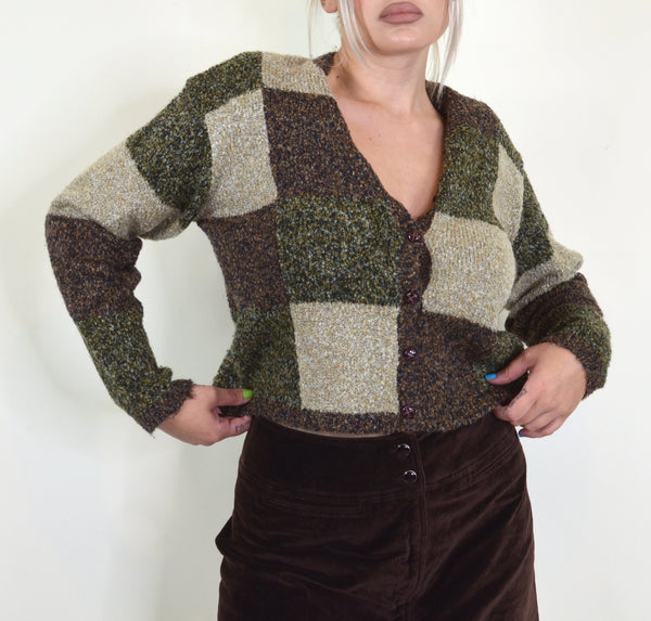 90s Cropped Patch Cardigan