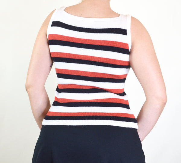 Lacoste Tennis Style Striped Knit Tank Top