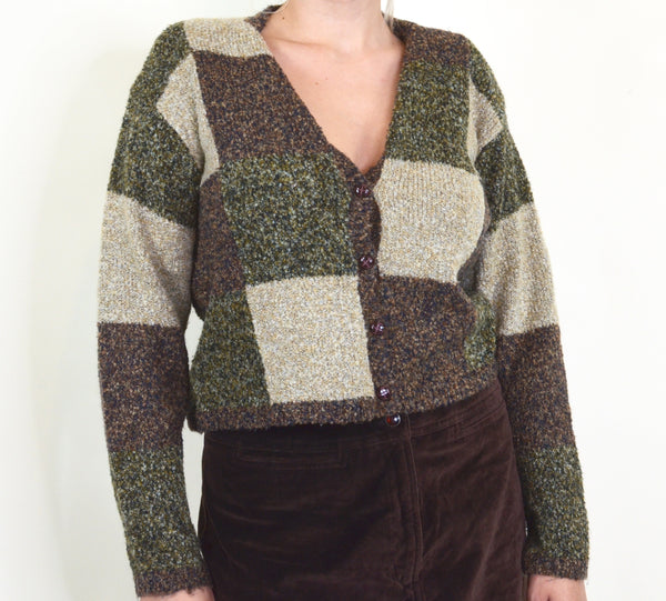 90s Cropped Patch Cardigan