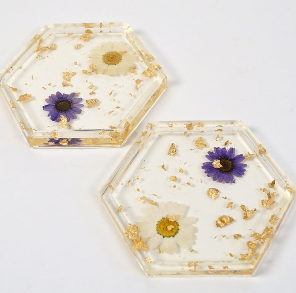 Dried Flower Plastic Resin Coasters / Jewelry Holders