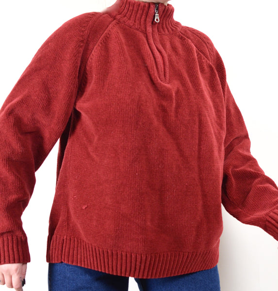 Burgundy 90s Style Turtleneck Soft Sweater (XXL)