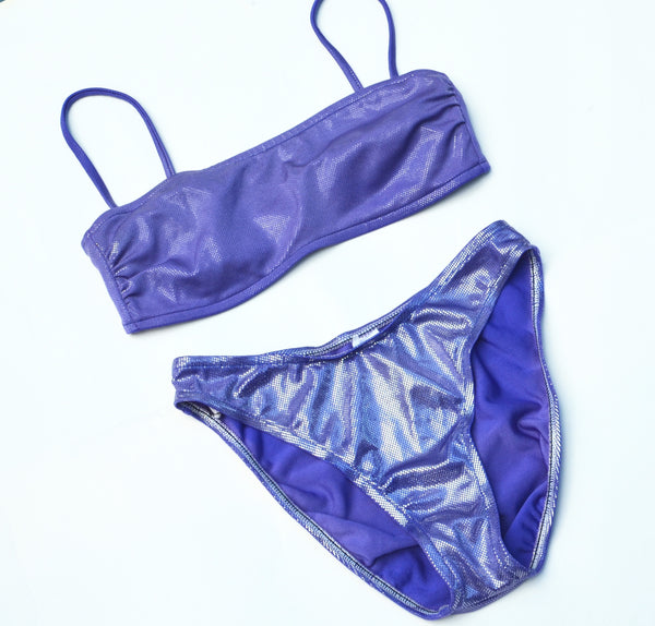 90s Shiny Purple Bikini Set