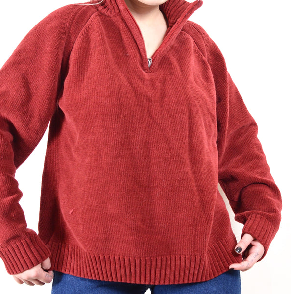 Burgundy 90s Style Turtleneck Soft Sweater (XXL)