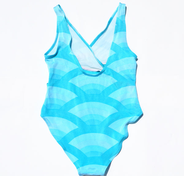 Blue Vintage Printed One Piece Swimsuit