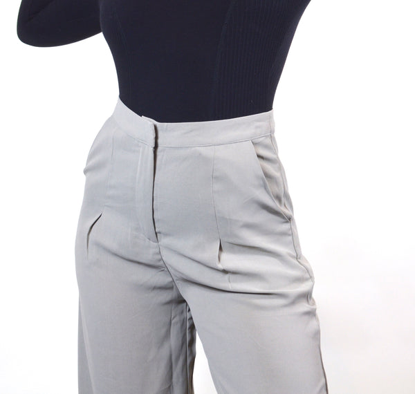 Gray High Waisted Vintage Style Dress Pants
