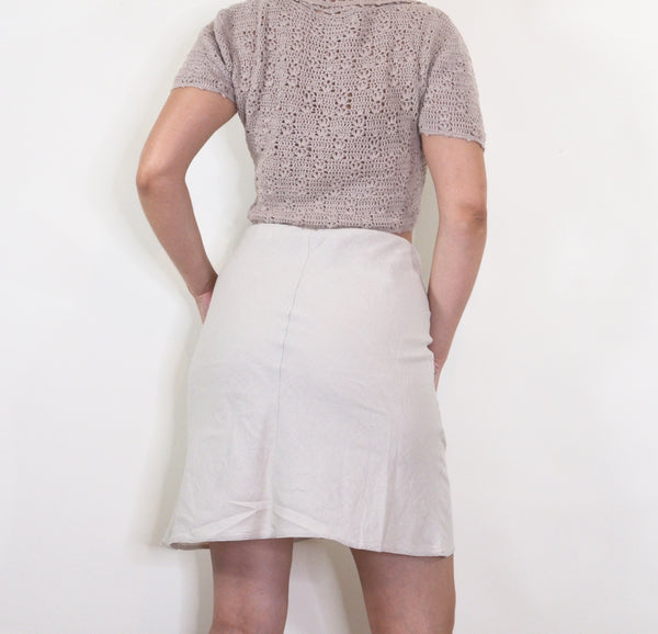 Beige 90s Style Linen Skirt