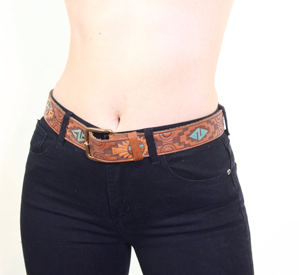 Vintage Tribal 70s Style Leather Belt