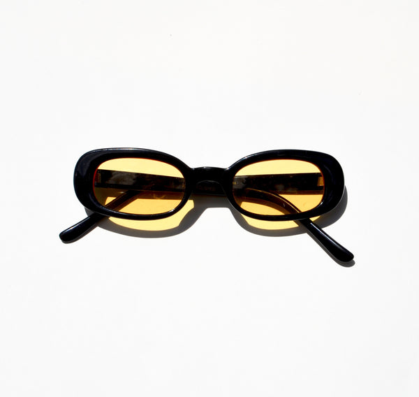 Y2K Style Yellow & Black Rectangle Sunglasses