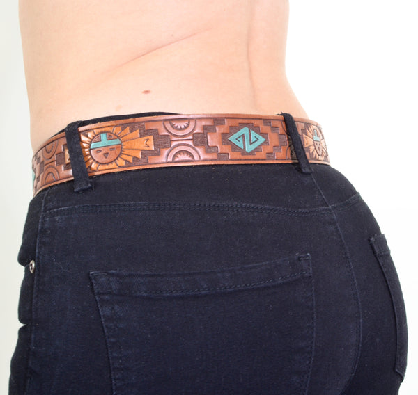 Vintage Tribal 70s Style Leather Belt