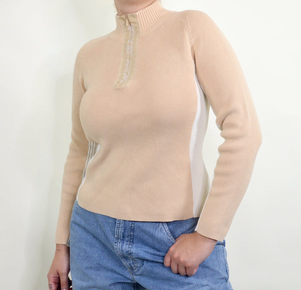 DKNY Jeans Beige & White Vintage Sweater
