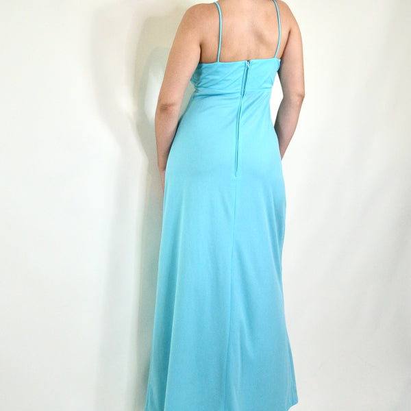 70s Style Blue Maxi Prom Dress Sofia Nova Vintage 70s Style Blue Maxi Prom Dress Sofia Nova Vintage