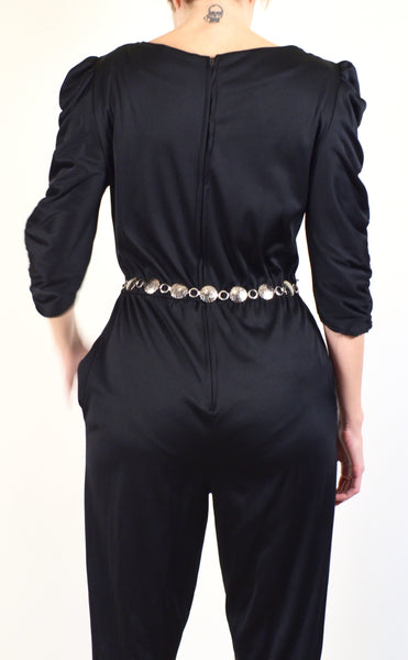 80s Style Vintage Black Jumpsuit