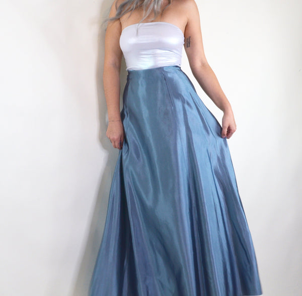 Baby Blue Shiny Maxi Princess Skirt