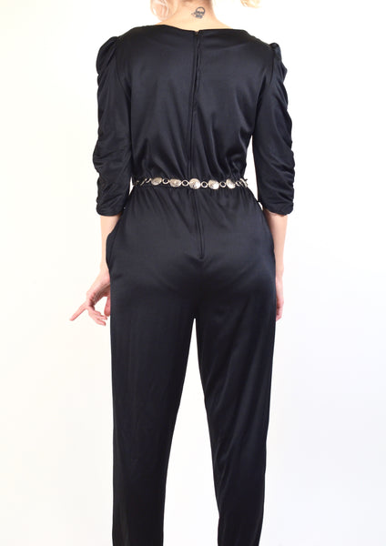 80s Style Vintage Black Jumpsuit